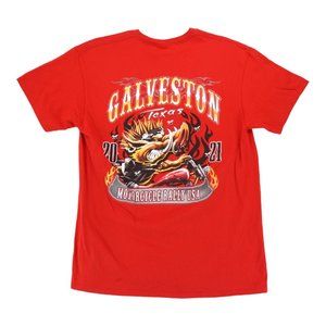 2021 Galveston Texas‎ Double Sided Print Biker Rally T-Shirt Adult Large Bike